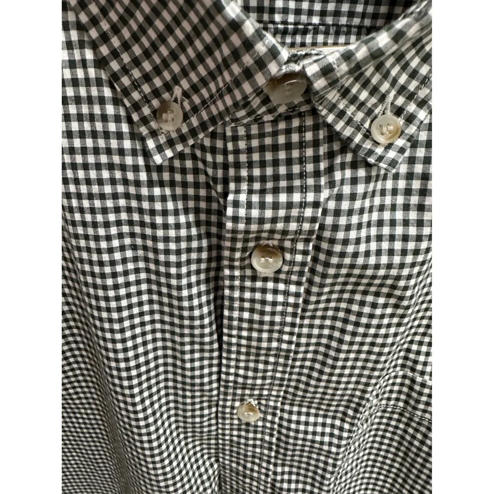 Banana Republic Mens XL Untucked Fit Gingham Button Down Shirt Black White